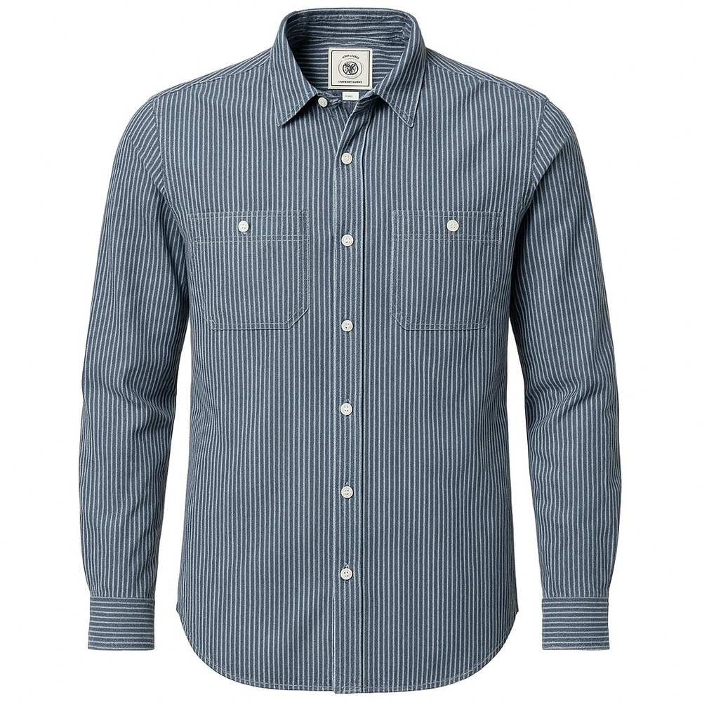True Craft Mens Shirt  Size Small Striped Blue White Long Sleeve Button Down